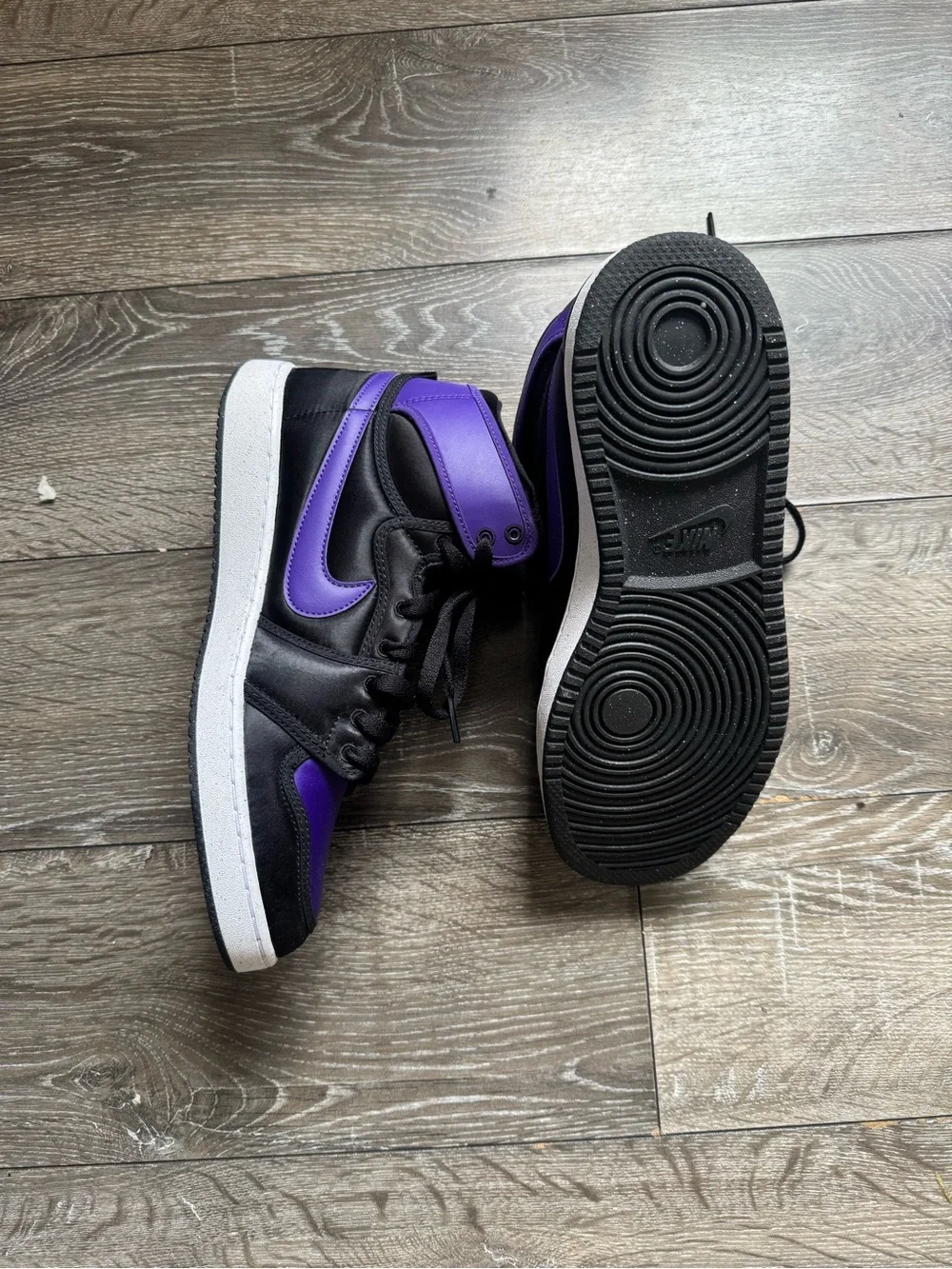 Jordan Black and Purple High-Top Sneakers